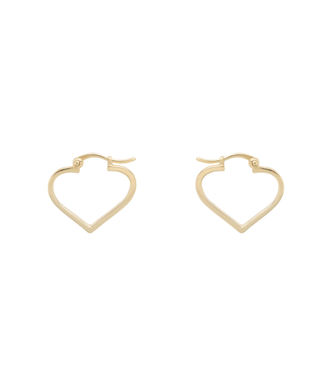 Anna+Nina Oorbellen Funky love small hoop earrings brass goldplated goud essential