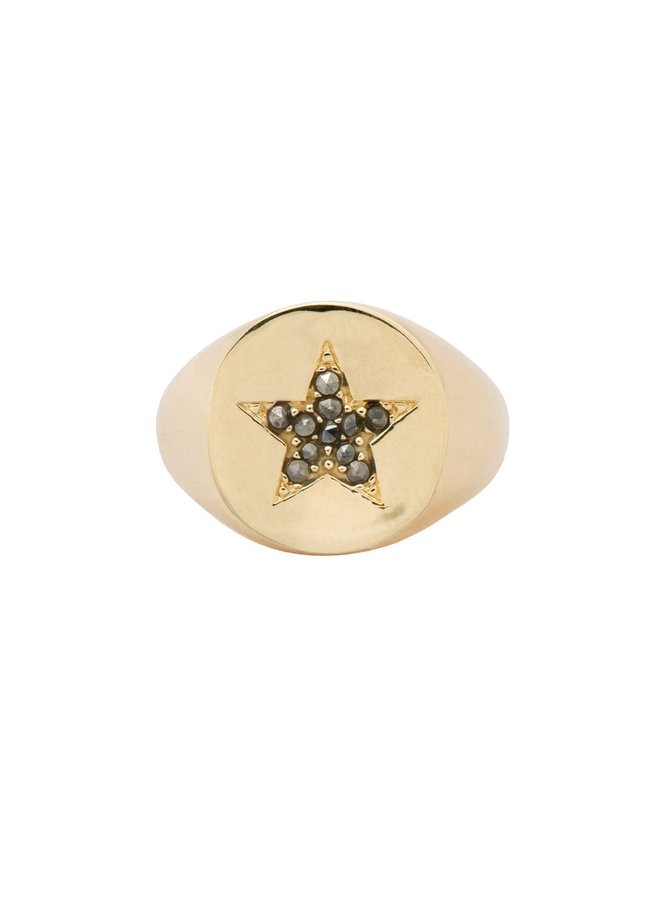 Ring Sheriffs star signet ring silver goldplated goud
