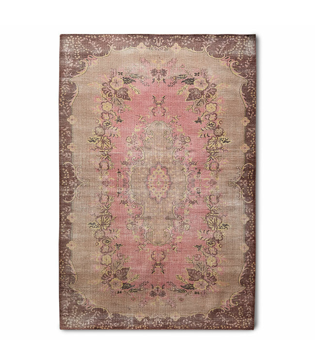 HKliving Vloerkleed wool knotted rug floral pink (200X300)