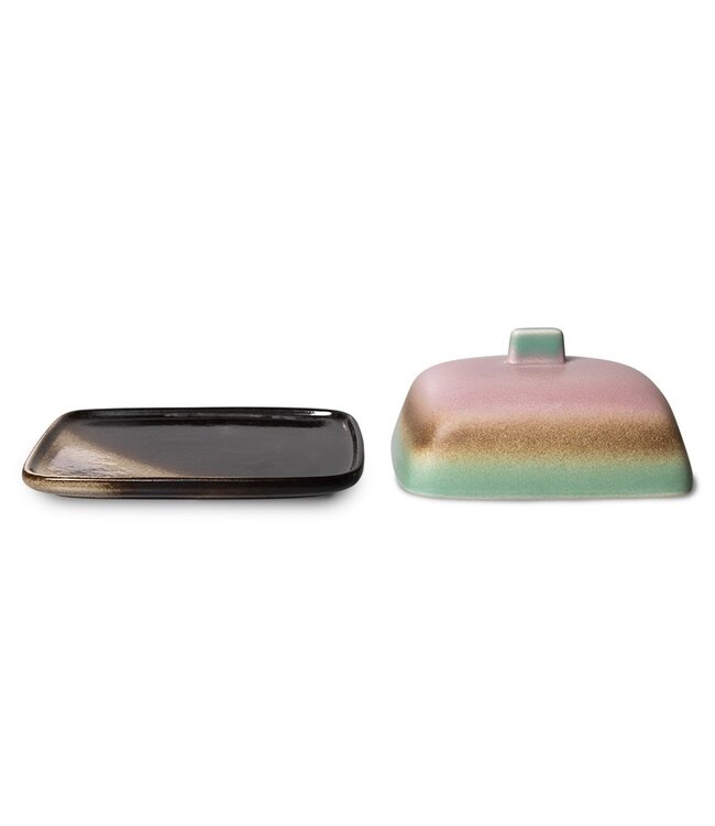 HKLIVING Botervloot 70s ceramics: butter dish mercury