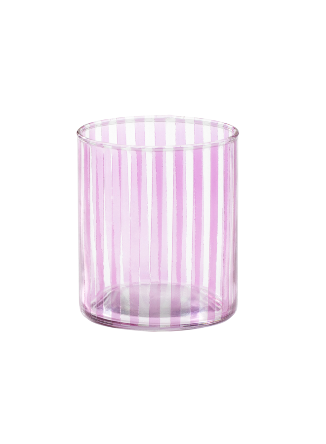 Waxinehouder stripe glass tea light holder lilac candy
