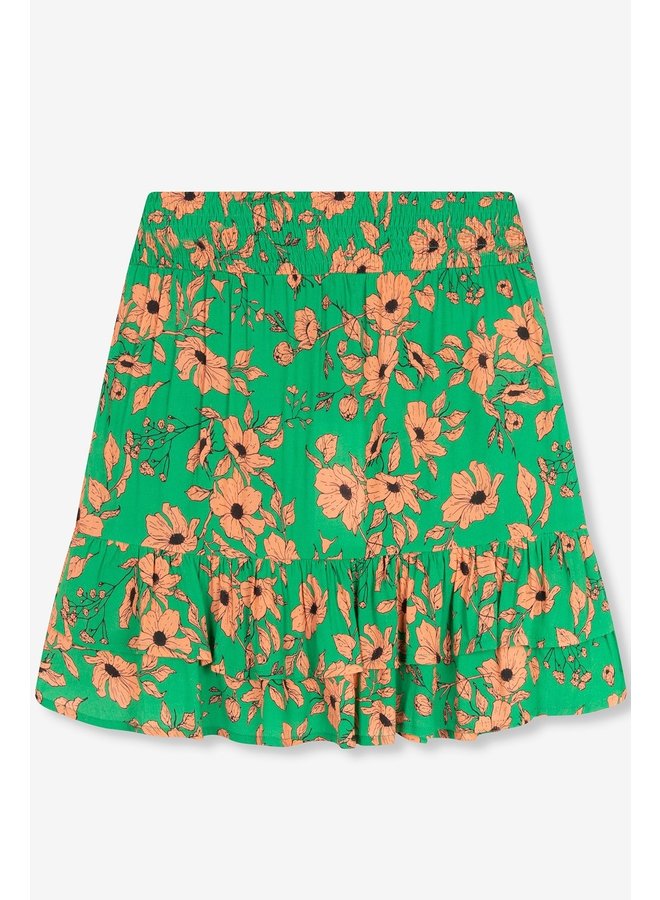 Rok Ladies woven naive flower mini skirt bright green