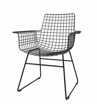 HKLIVING Stoel metal wire chair with arms black