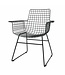 HKLIVING Stoel metal wire chair with arms black