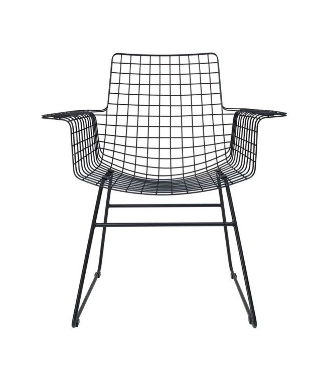 HKLIVING Stoel metal wire chair with arms black