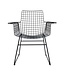 HKLIVING Stoel metal wire chair with arms black