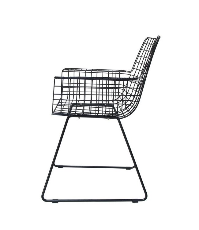 HKLIVING Stoel metal wire chair with arms black