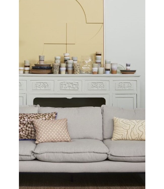 HKLIVING Bank retro sofa 3-seats corduroy rib, cream