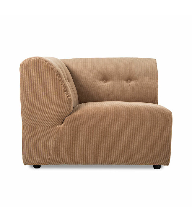 HKliving Bank vint couch: element left, corduroy rib, brown