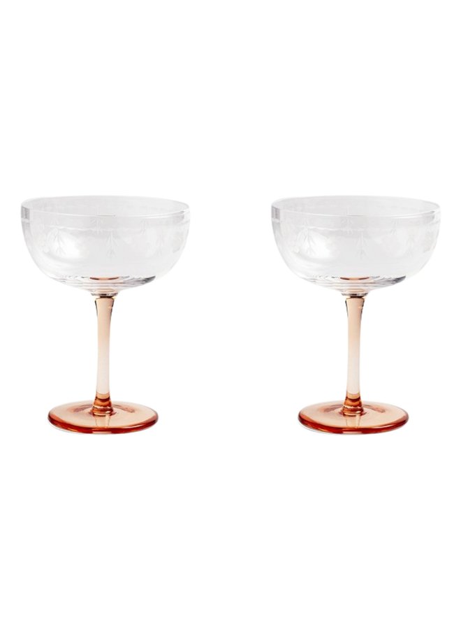 Champagneglas coupe floral (set of 2)