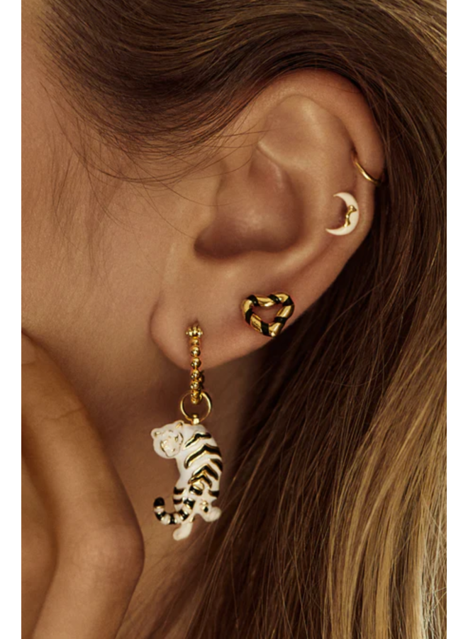 Oorbel single moonwalk stud earring silver goldplated