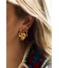 Anna+Nina Oorbellen rainbow checkered hoop earrings brass goldplated