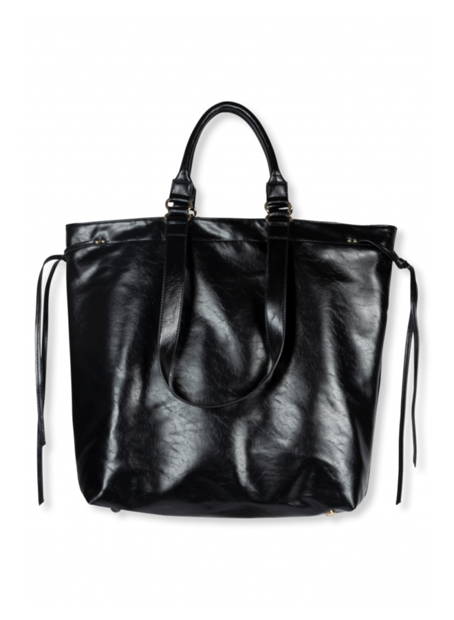 Tas ladies cracked faux leather large bag black