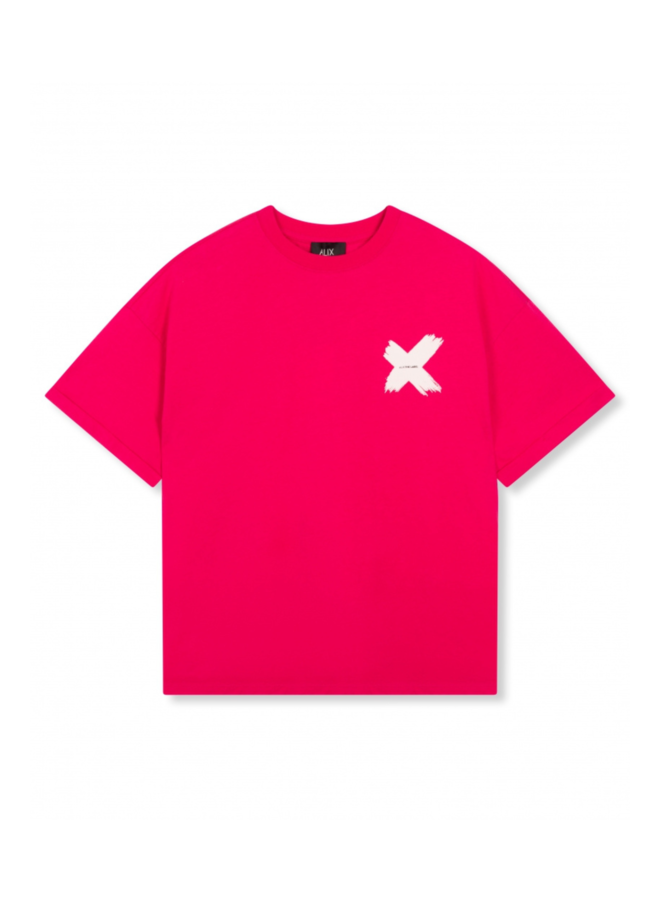 Top ladies knitted X T-shirt bright pink