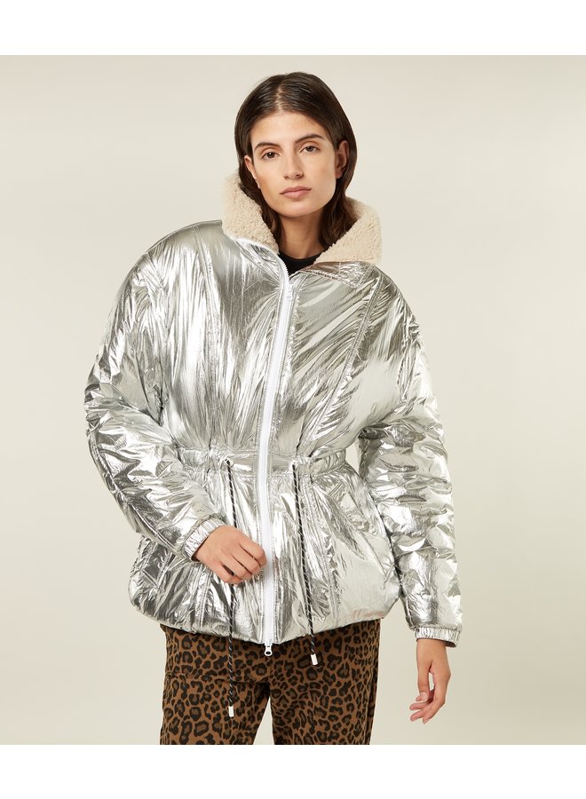 Jacket metallic puffer jacket silver