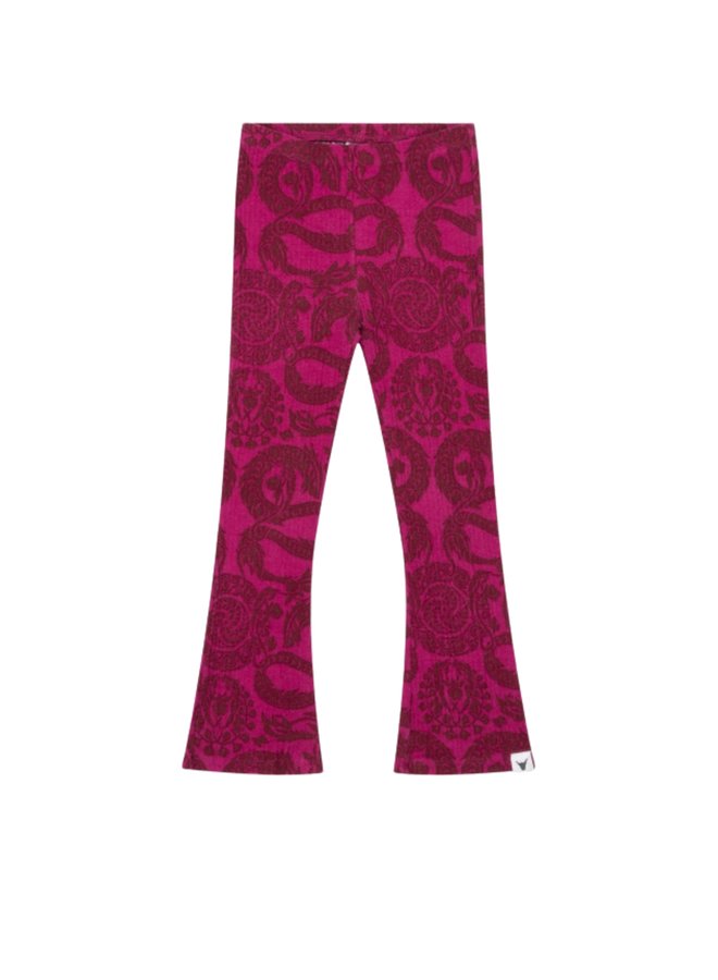 Broek kids knitted graphic dragon flared pants light bordeaux