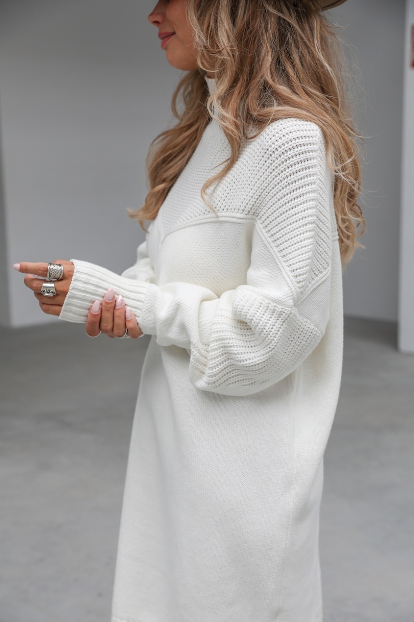 Jurk Hazel knitted dress off white - kklup