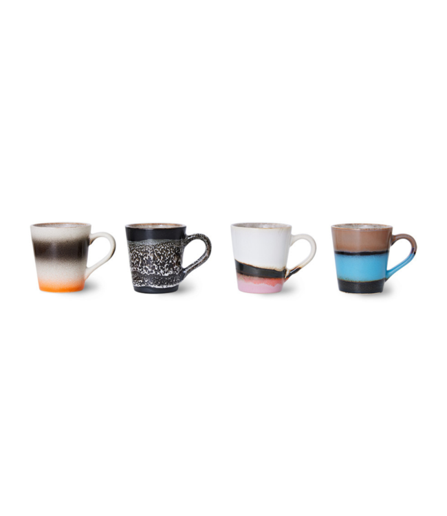 HKLIVING Mok 70s ceramics espresso mugs funky (set of 4)