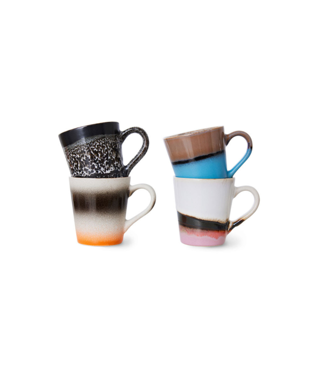 HKliving Mok 70s ceramics espresso mugs funky (set of 4)