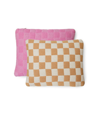 HKliving Kussen checkered woven cushion grapefruit (38x48)