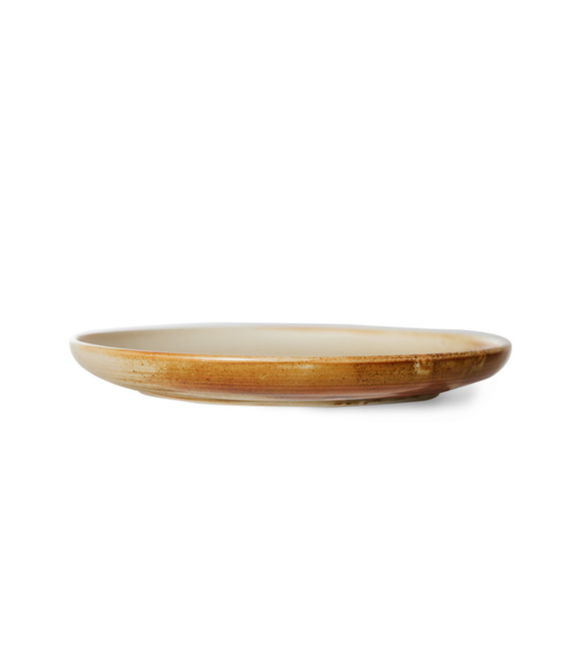 HKLIVING Bord chef ceramics side plate rustic cream brown