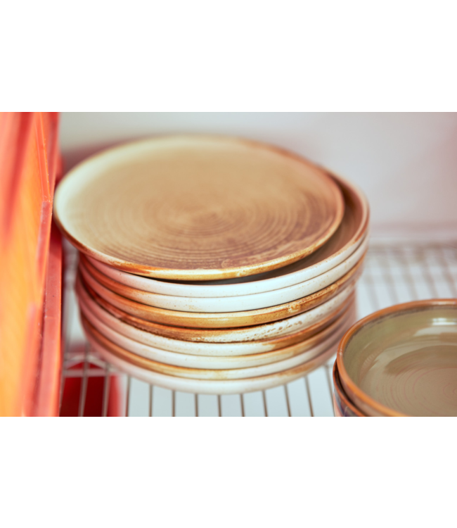 HKLIVING Bord chef ceramics side plate rustic cream brown