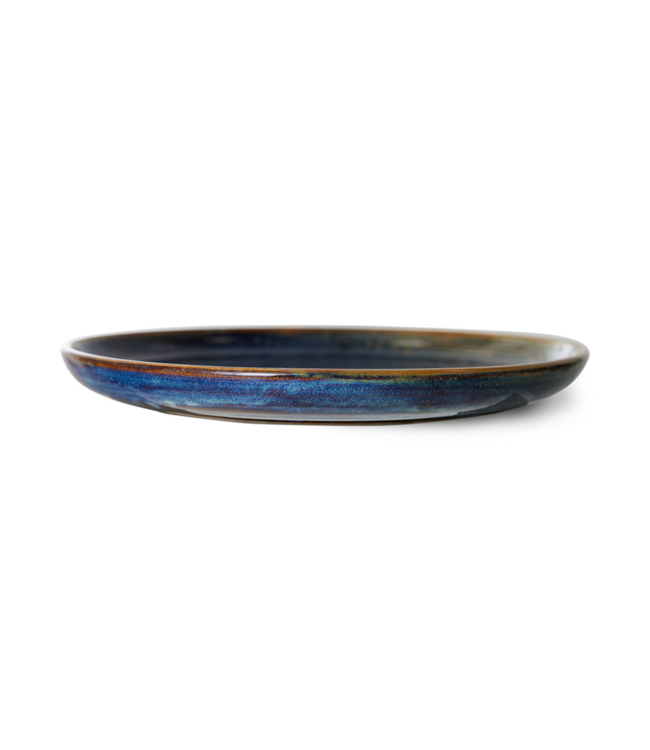 HKLIVING Bord chef ceramics dinner plate rustic blue