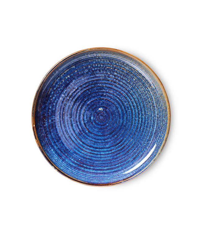 HKLIVING Bord chef ceramics dinner plate rustic blue