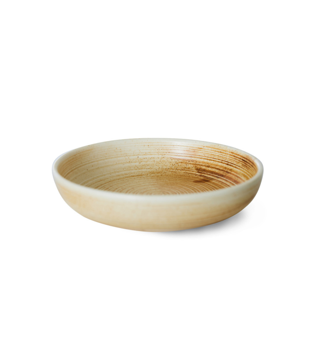 HKLIVING Bord chef ceramics deep plate M rustic cream brown