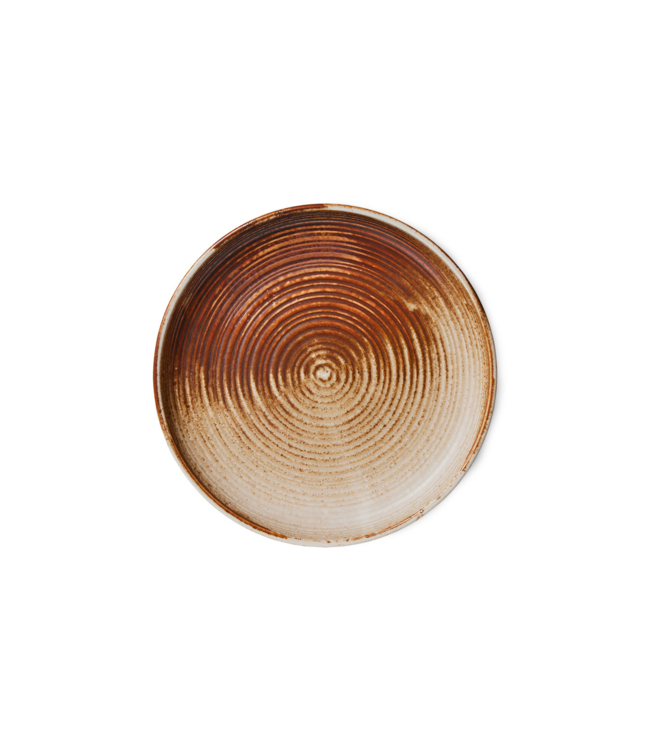 HKLIVING Bord chef ceramics deep plate M rustic cream brown