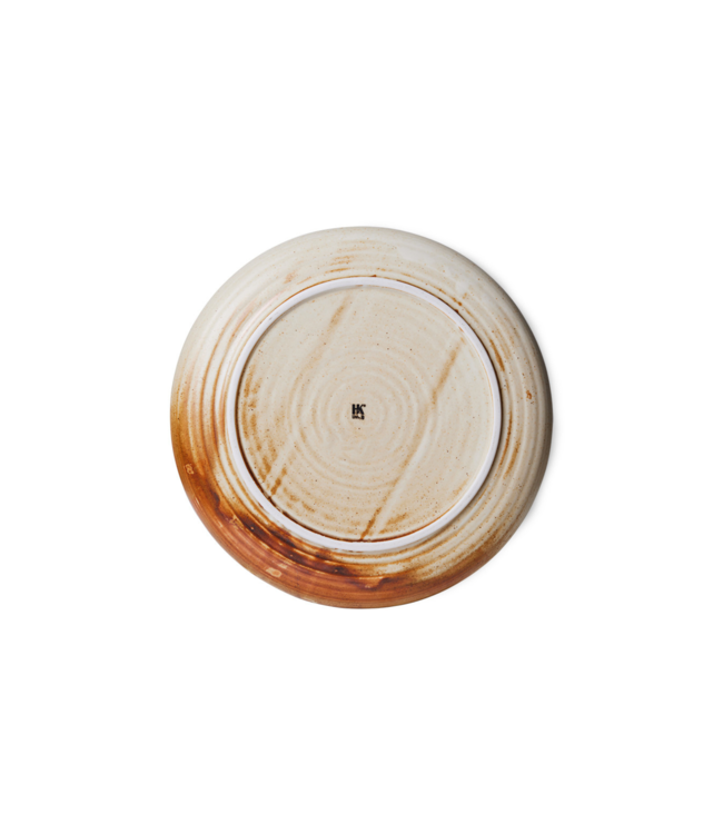 HKLIVING Bord chef ceramics deep plate M rustic cream brown