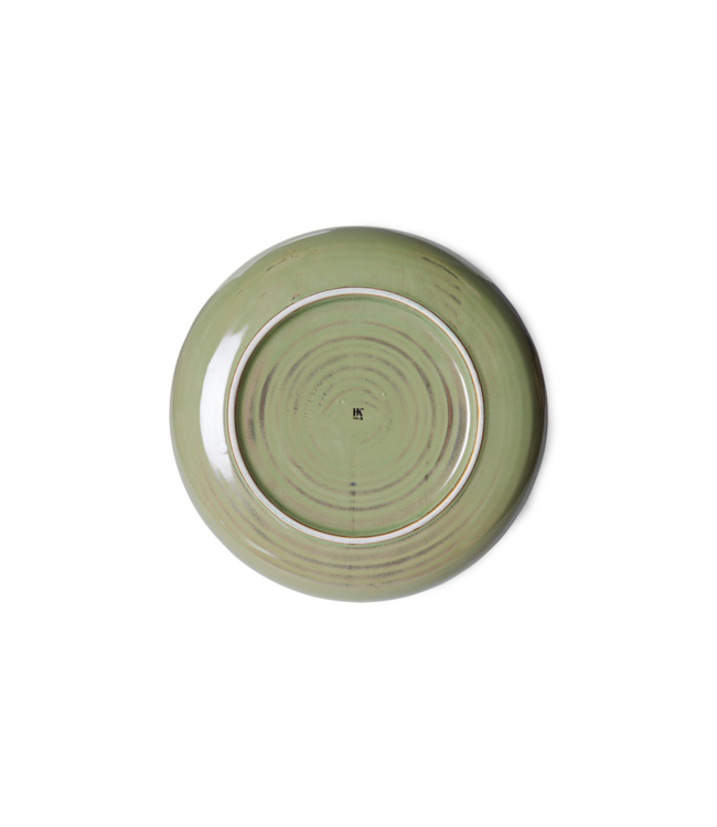 HKLIVING Bord chef ceramics deep plate M rustic moss green