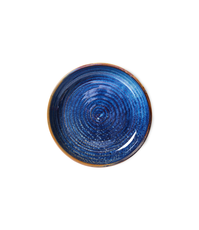 HKLIVING Bord chef ceramics deep plate M rustic blue