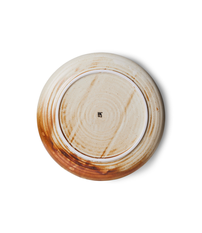 HKLIVING Bord chef ceramics deep plate L rustic cream brown