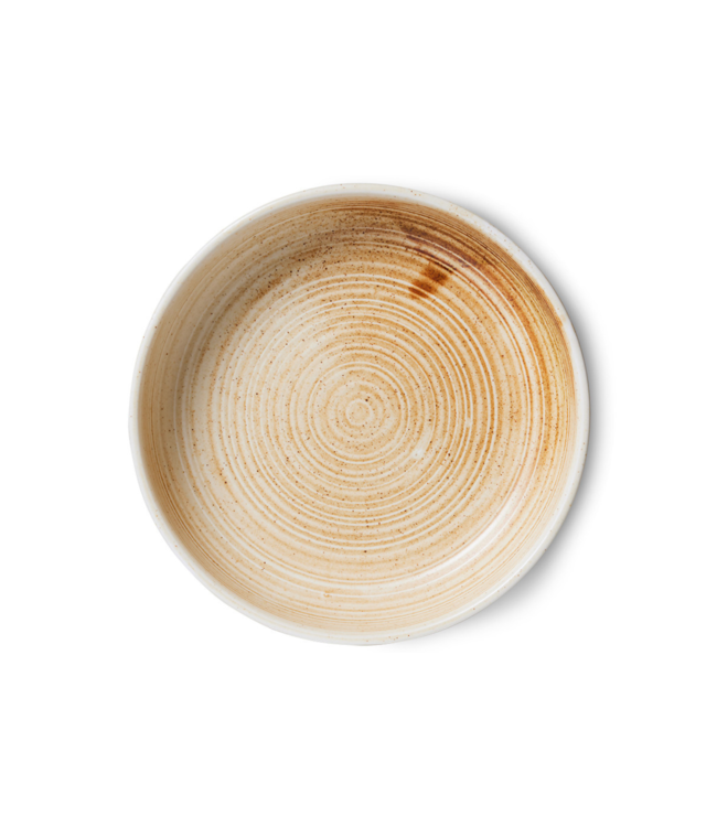 HKLIVING Bord chef ceramics deep plate L rustic cream brown