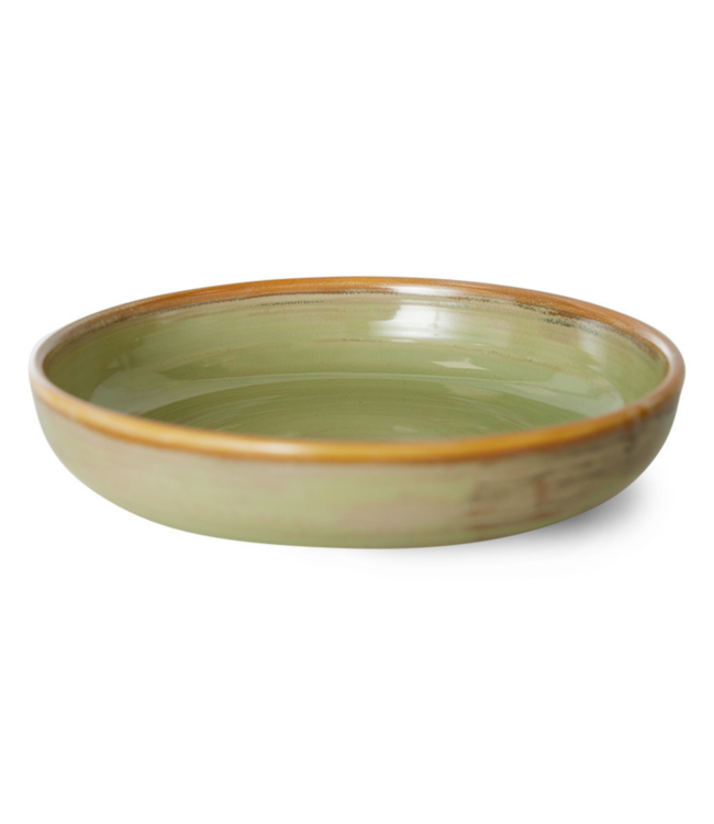 HKLIVING Bord chef ceramics deep plate L rustic moss green