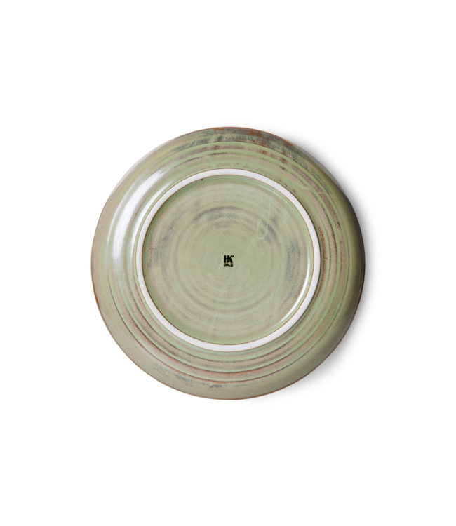 HKLIVING Bord chef ceramics deep plate L rustic moss green