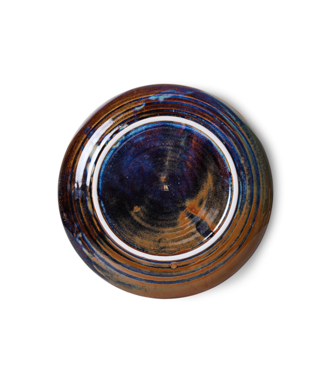 HKLIVING Bord chef ceramics deep plate L rustic blue