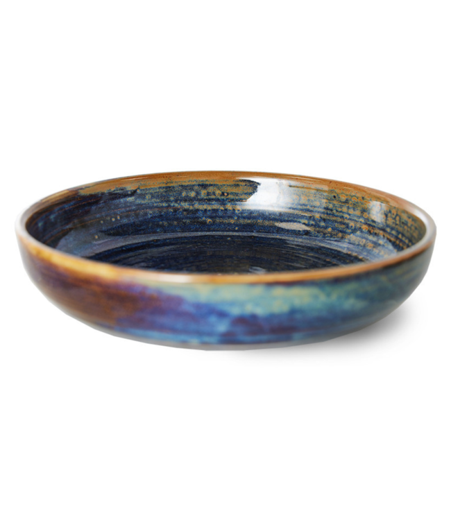 HKLIVING Bord chef ceramics deep plate L rustic blue