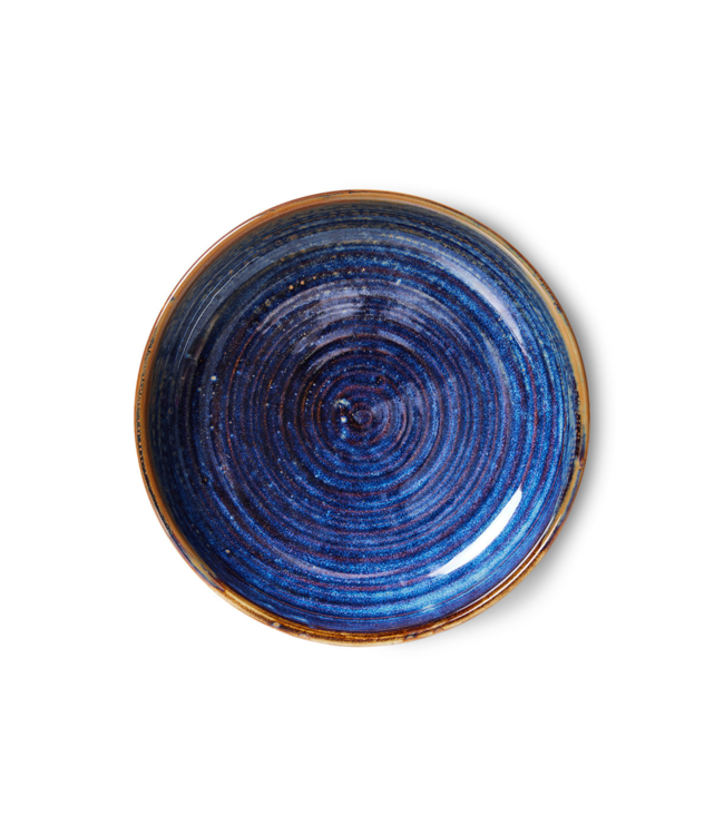 HKLIVING Bord chef ceramics deep plate L rustic blue