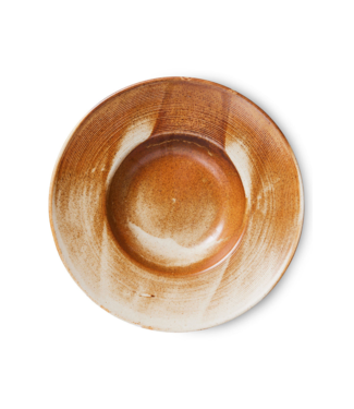 HKLIVING Bord chef ceramics pasta plate rustic cream brown