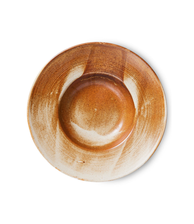 HKLIVING Bord chef ceramics pasta plate rustic cream brown