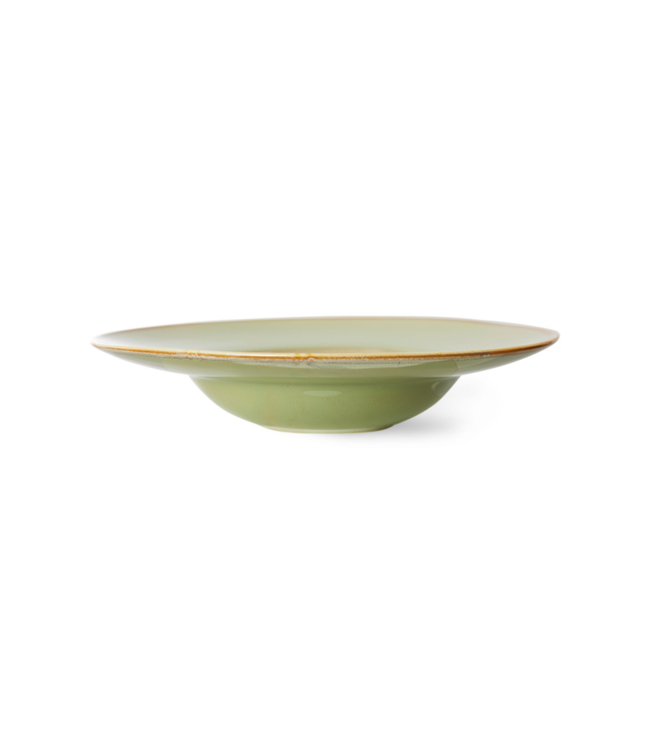 HKLIVING Bord chef ceramics pasta plate rustic moss green