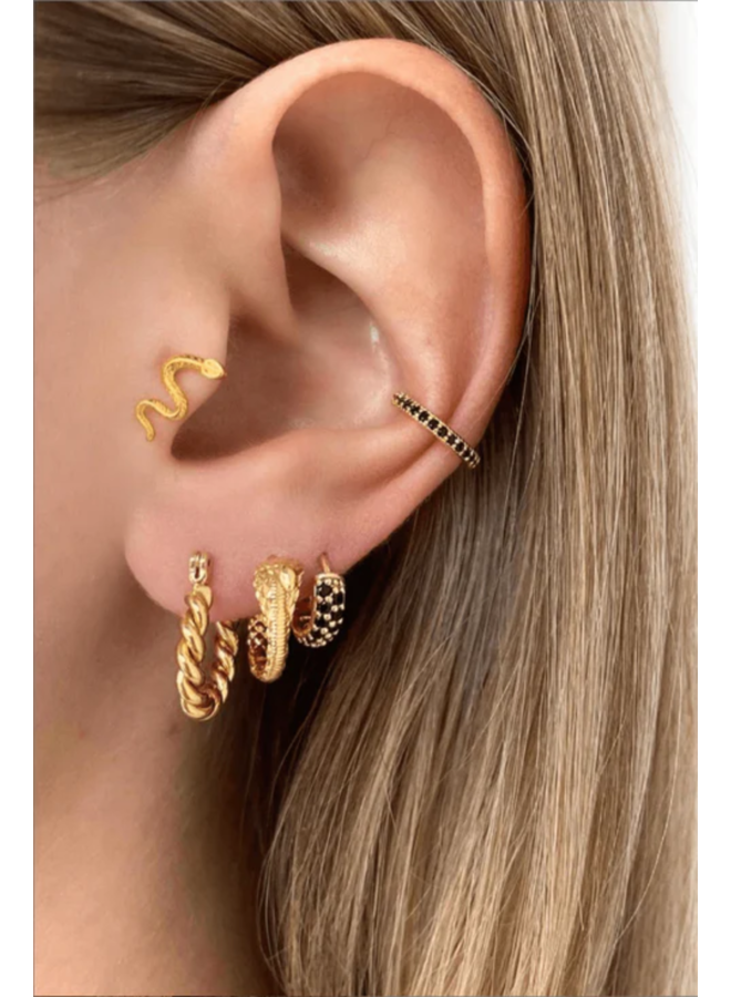 Oorbel ear cuff onyx goud