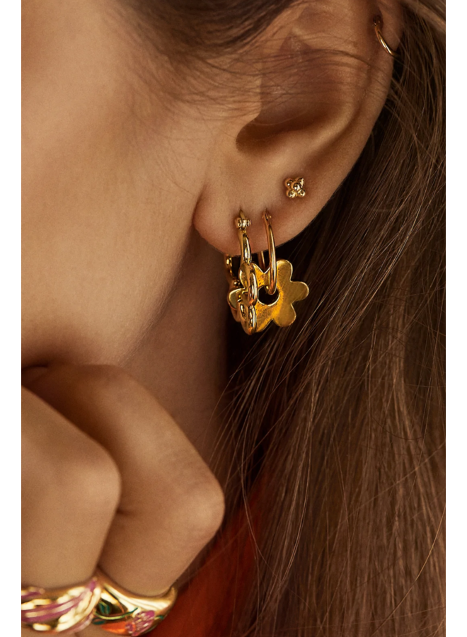 Oorbellen Wavy plain hoop earrings gold plated goud