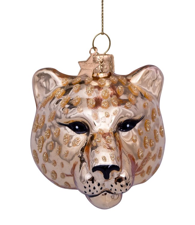 Vondels Ornament glass shiny gold panther head