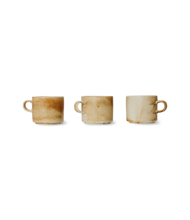 HKLIVING Mok en schotel chef ceramics rustic cream/brown