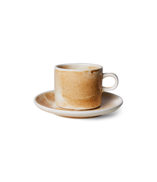 HKLIVING Kop en schotel chef ceramics rustic cream/brown
