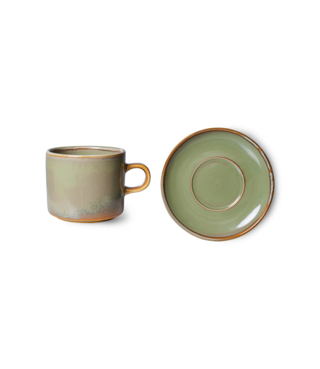HKLIVING Kop en schotel chef ceramics moss green