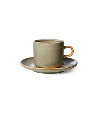HKLIVING Kop en schotel chef ceramics moss green